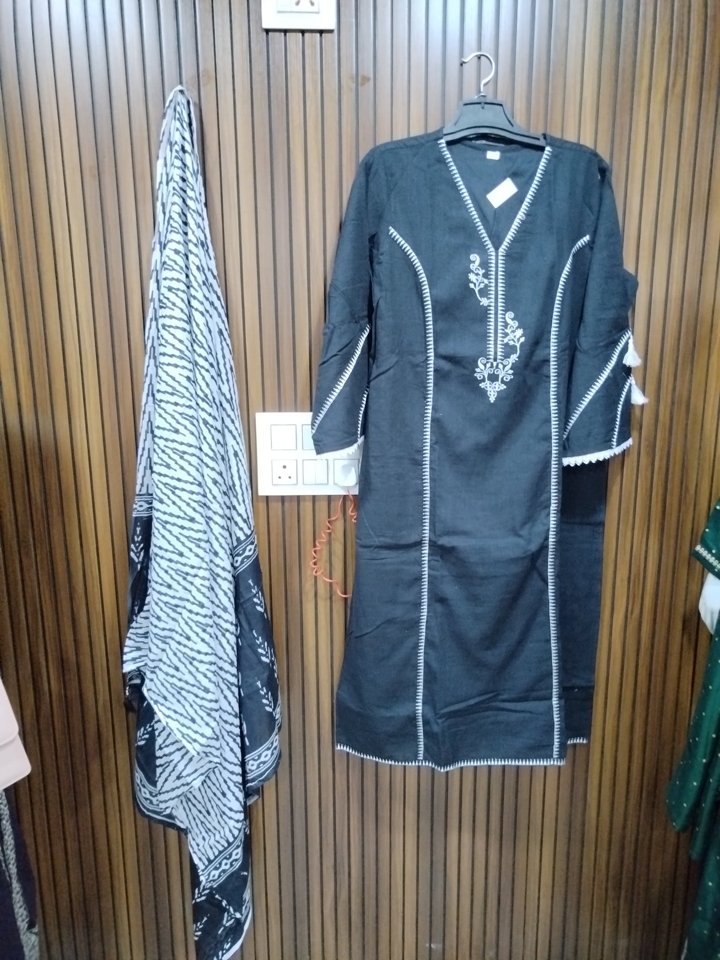 Afghani Black Plain Kurta Plazo Set